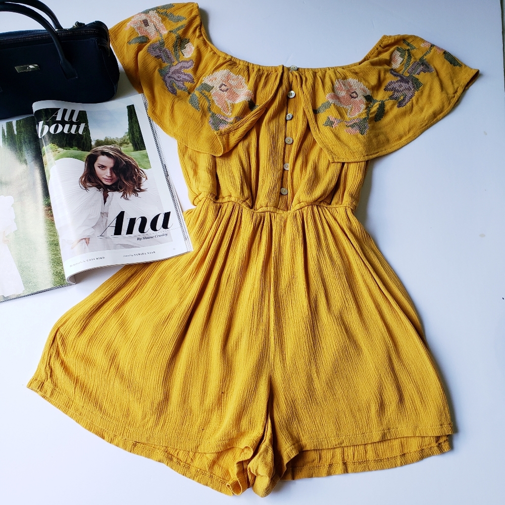 ⭕Blue Rain Layered Embroidered Romper